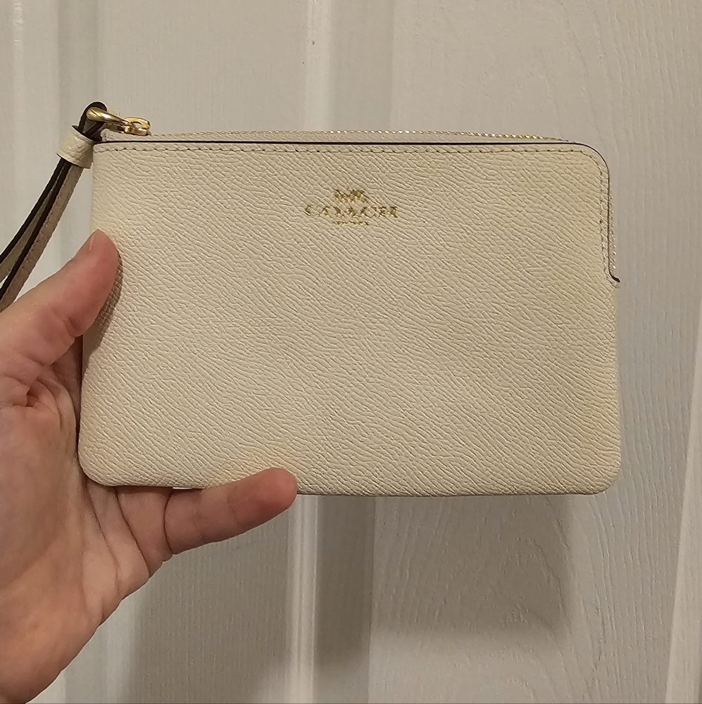 Coach Chalk Wristlet with Gold Accents